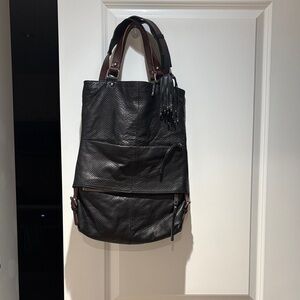 Elegant Black Leather Tote Bag